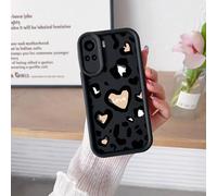 YANJIEER ESONG Funda para Honor 90 Lite, Carcasa Delgada Silicona TPU Suave Motivo Leopardo y Corazón patrón Bonita Aesthetic para Mujeres y niñas, Antigolpes, Elegante Negro