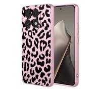 YANJIEER ESONG Leopardo Funda para Xiaomi 15T 5G,Carcasa Ultra Fina Moda Aesthetic patrón Silicona Líquida TPU Suave para niñas Mujeres,Delgada Antichoque Caso Case Rosa