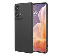 YANJIEER ESONG Silicona Líquida Funda Motorola Moto G85 5G,Carcasa Ultra Fina TPU Suave Caso para niñas/Mujeres,Delgada Antichoque Case,Protección de Cámara,con Forro de Microfibra Negro