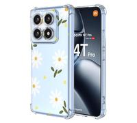 YANJIEER Esong Transparente Funda para Xiaomi 14T 5G,Carcasa Ultrafina Lindo Estética Margarita Crisantemo Estampado Floral para Mujer Y Niñas,Delgada Suave TPU Silicona Original Bonito Case-01