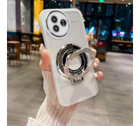 YANJIEER ESONG Transparente Funda para Xiaomi Poco F7 Pro Magnética Cover, Carcasa Brillante Elegante Ultra Fina con Ring Soporte Anillo para Niña, TPU Silicona Suave Caso Case Blanco