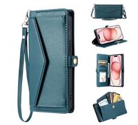 YANJIEER Funda Cartera para Xiaomi Redmi Note 8/8 2021, Tapa Libro de Cuero PU con Correa Bandolera, Muñequera, Tarjetero, Bolsillo Efectivo, Soporte, Antigolpes Verde