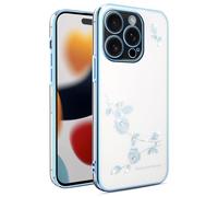 YANJIEER Funda Diamante para OPPO A38 4G / OPPO A18 Carcasa Floral Brillante con Strass, Fina de Silicona TPU, antigolpes, protección cámara, Compatible con Carga inalámbrica para Mujer Azul