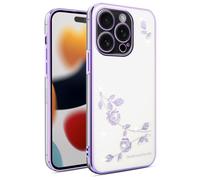 YANJIEER Funda Diamante para Vivo X300 Carcasa Floral Brillante con Strass, Fina de Silicona TPU, antigolpes, protección cámara, Compatible con Carga inalámbrica para Mujer Morado
