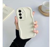 YANJIEER Funda para Samsung Galaxy A36 5G, diseño Borde Marco Ondulado Estética y Bonito para Mujeres y Niñas, Bumper Delgada de Silicona TPU Suave, Carcasa Protectora antigolpes Blanco