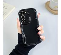 YANJIEER Funda para Samsung Galaxy S21 FE 5G, diseño Borde Marco Ondulado Estética y Bonito para Mujeres y Niñas, Bumper Delgada de Silicona TPU Suave, Carcasa Protectora antigolpes Negro