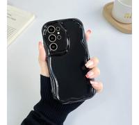 YANJIEER Funda para Samsung Galaxy S25 Ultra 5G, diseño Borde Marco Ondulado Estética y Bonito para Mujeres y Niñas, Bumper Delgada de Silicona TPU Suave, Carcasa Protectora antigolpes Negro