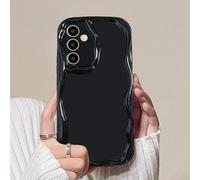 YANJIEER Funda para Xiaomi Poco F7 5G, diseño Borde Marco Ondulado Estética y Bonito para Mujeres y Niñas, Bumper Delgada de Silicona TPU Suave, Carcasa Protectora antigolpes Negro