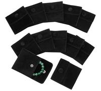 yanjin 10 Piezas De Bolsitas De Joyería De Terciopelo con Botón, Bolsas De Almacenamiento, Bolsa De Regalo De Lujo, Empaque para Collar Y Pulsera,Negro