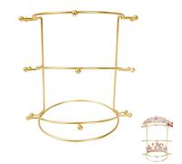 YANJIY Expositor Tiara, Estantería Para Joyas 3 Niveles, Organizador De Diademas De Cristal, Soporte De Exhibición De Corona Nupcial, Soporte De Tiara, Soporte De Aro De Pelo, Para Niñas (Dorado)