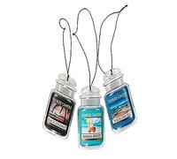Yankee Candle Ambientadores para coche, Hanging Car Jar® Ultimate 3 unidades, neutraliza olores hasta 30 días, incluye: 1 Bahama Breeze, 1 coco negro y 1 turquesa cielo