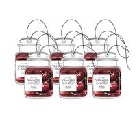 Yankee Candle Ambientadores para coche, tarro colgante para coche, neutraliza olores hasta 30 días, cereza negra, 27.2 g (paquete de 6)