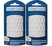 Yankee Candle Base de Fragancia Enchufable para Usar con Recambios Scent Plug | Intensidad de Fragancia Ajustable | Color Patrón Orgánico Blanco (Paquete de 2)