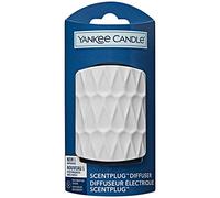 Yankee Candle Difusor ScentPlug | Base ambientadora enchufable | Pantalla Decorativa con patrón orgánico Blanco | Enchufe de 3 Pines del Reino Unido