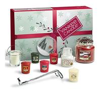 YANKEE CANDLE Juego de regalo con 8 velas perfumadas, soporte votivo, recortador de mecha y decoración de vela con tapa Illuma- Juego de velas de 11 piezas