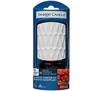 Yankee Candle Kit de Inicio ScentPlug, ambientador enchufable Black Cherry, hasta 30 días de Fragancia, diseño orgánico Blanco, Enchufe de 3 Clavijas del Reino Unido