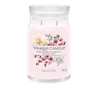 Yankee Candle Signature - Vela perfumada en tarro grande Pink Cherry & Vanilla con doble mecha, vela de larga combustión de mezcla de cera de soja, regalo perfecto para mujeres