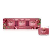 Yankee Candle Juego de velas perfumadas para regalo, Velas votivas rellenas de cereza negra, Mezcla de cera de soja, 3 unidades (1701393E)