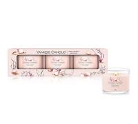 Yankee Candle Juego de velas perfumadas para regalo, Velas votivas rellenas de arena rosada, Mezcla de cera de soja, 3 unidades (1686361E)