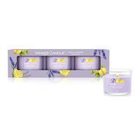 Yankee Candle Set de Velas Aromáticas, Velas Votivas Rellenas de Limón y Lavanda, Mezcla de Cera con Soya, Paquete de 3 Unidades