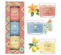 Yankee Candle Set de Velas Perfumadas, Mini Velas Votivas Perfumadas, Mezcla de Cera con Soya, Azure Sky, Capri Glow y Lemon Gelato, Colección Hello Italy, Regalo para Mujeres, 3 Unidades