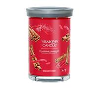 Yankee Candle, Signature, Vela aromática, Vela en vaso grande de canela brillante con doble mecha, mezcla de cera de soja de larga duración