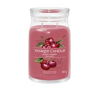 Yankee Candle, Signature, Vela perfumada, Vela en tarro grande de cereza negra con doble mecha, mezcla de cera de soja de larga duración