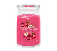 Yankee Candle, Signature, Vela perfumada, Vela en tarro grande de frambuesa roja con doble mecha, mezcla de cera de soja de larga duración