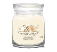 Yankee Candle Vela perfumada Soft Wool & Amber Signature mediana 368 g, doble mecha, cera de soja