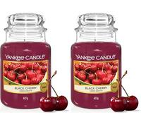 Yankee Candle Vela aromática en tarro grande de Black Cherry | Velas de larga duración: hasta 150 h | Regalos perfectos para mujeres (Paquete de 2)