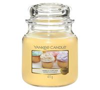 Yankee Candle vela aromática en tarro mediano, pastel de vainilla, duración de combustión de hasta 75 horas
