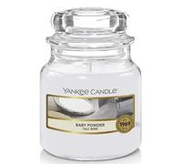 Yankee Candle vela aromática en tarro pequeño, polvos de talco, duración de combustión de hasta 30 horas