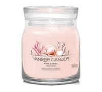 Yankee Candle Vela aromática Signature | Vela en tarro mediano de arena rosa con doble mecha, mezcla de cera de soja larga combustión, regalo perfecto para mujeres