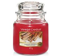 Yankee Candle vela perfumada| Sparkling Cinnamon en tarro mediano | Velas de larga duración | Regalo ideal para mujer