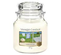 Yankee Candle Vela perfumada | Vela mediana en tarro Clean Cotton | Velas de larga duración: hasta 75 horas | Regalos para mujeres