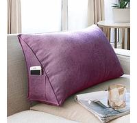 Yanman Almohada de cuña grande para soporte lumbar para cama, cabecero de cama, respaldo de posicionamiento de espalda, almohada de lectura suave con funda transpirable extraíble lavable
