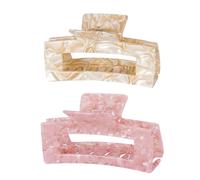 YanMing Pinza grande de concha de tortuga, garra de pelo de acetato de celulosa de 4.1 pulgadas, paquete de 2 pinzas de plátano para cabello grueso y rizado (estilo B)