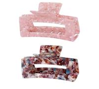 YanMing Pinza grande de concha de tortuga, garra de pelo de acetato de celulosa de 4.1 pulgadas, paquete de 2 pinzas de plátano para cabello grueso y rizado (estilo E)