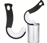 Yanmis Abrelatas con Anillo, Abrelatas Manual con Forma de Gancho, Agarre Cómodo, Herramienta de Lengüeta Manual Fácil de Limpiar para Sopa de Soda Enlatada, Fruta, Comida para Perros (blanco negro)