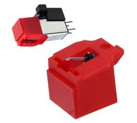 Yanmis Aguja para Tocadiscos ATN91R, Repuesto para Cartucho Magnético Móvil AT91R AT LP3 LP60 PL300, Aguja Cónica de 0,6 Mil Roja