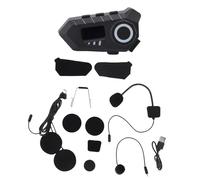 Yanmis BT5.4 Auriculares para Casco de Motocicleta Bluetooth Inalámbrico con Luces Ambientales, Altavoces IP65 Impermeables de 40 Mm, Reproducción 40H Asistente de Voz Cancelación de Ruido para