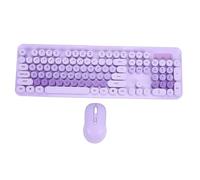 Yanmis Combo de Teclado y Mouse Inalámbricos, Estilo de Máquina de Escribir Retro de 2,4 GHz con Teclas Redondas, 12 Teclas de Acceso Rápido Multimedia, Teclado Numérico, Mouse de (Purple)