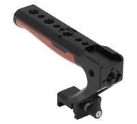Yanmis Empuñadura Superior para Jaula de Cámara para Plataforma Universal, Aleación de Aluminio Liviana con Empuñadura de Madera, Soporte para Zapata Fría, Orificios Roscados de 1/4 y 3/8 de Pulgada,