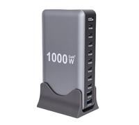 Yanmis Estación de Carga de Escritorio GAN III Pro de 1000W, 10 Puertos 140W PD PPS Bloque de Cargador Rápido USB C Power Hub para Ordenador Portátil Tableta Teléfono Inteligente (Enchufe de la UE)