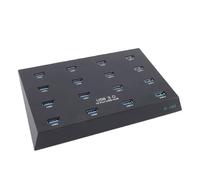 Yanmis Hub USB 3.0 de 16 Puertos, Concentrador Industrial con Transferencia de Alta Velocidad de 5 Gbps y Circuito de Protección Dual, Compatibilidad con 15 Lectores de Tarjetas para (Enchufe de la