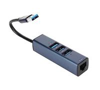 Yanmis Hub USB3.0 4 en 1, Estación de Acoplamiento USB con 1xUSB3.0 2xUSB2.0 1xRJ45 Puerto Ethernet de 100Mbps, Adaptador Divisor USB3.0 de Aleación de Aluminio de Alta Velocidad de 5Gbps para
