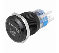 Yanmis Interruptor de Botón de Arranque de Motor LED Blanco de 12 V para Vehículos Universales Diseño Resistente Al Agua (aleación de aluminio y zinc negro)