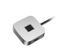 Yanmis Lector de Huellas Dactilares USB, Táctil de 360 Grados, Coincidencia Rápida, Escáner Biométrico de Huellas Dactilares para PC con Cable de 1,5 M, Soporte para Computadora de (Silver)