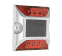 Yanmis Luz de Suelo LED con Energía Solar, Marcador de Carretera de Aluminio Fundido Duradero, Lámpara de Pico de Entrada Visible de 1000 M para Entradas, Patios, Jardines, Recarga Automática (rojo)