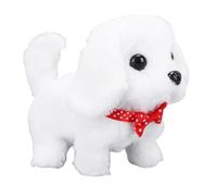 Yanmis Peluche Eléctrico Esponjoso para Perros con Diseño Realista y Funciones Interactivas para Niños Mayores de 3 Años, Enseñar Responsabilidad (Brown) (White)